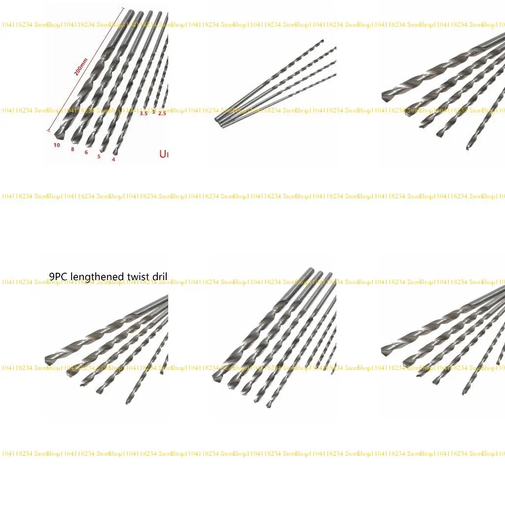 

P9FB 150/200mm High-speed Steel Straight Shank Twist Drilling Bit Set 9Pcs