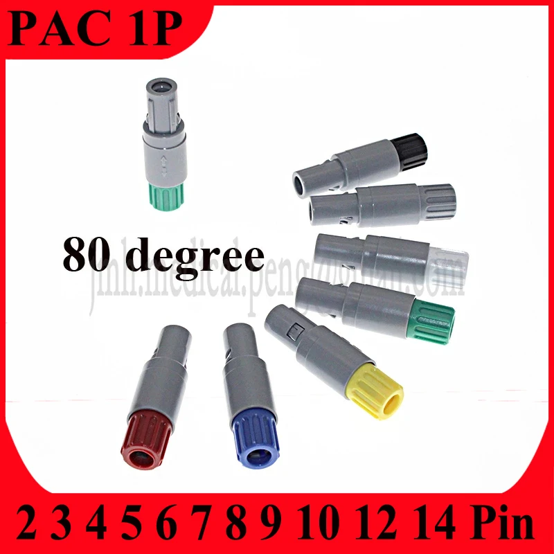 PAC 1P 80 Degree Two Keyings 2 3 4 5 6 7 8 9 10 12 14 Pin Core Push-pull Self-locking Medical Plastic Male Plug Connector