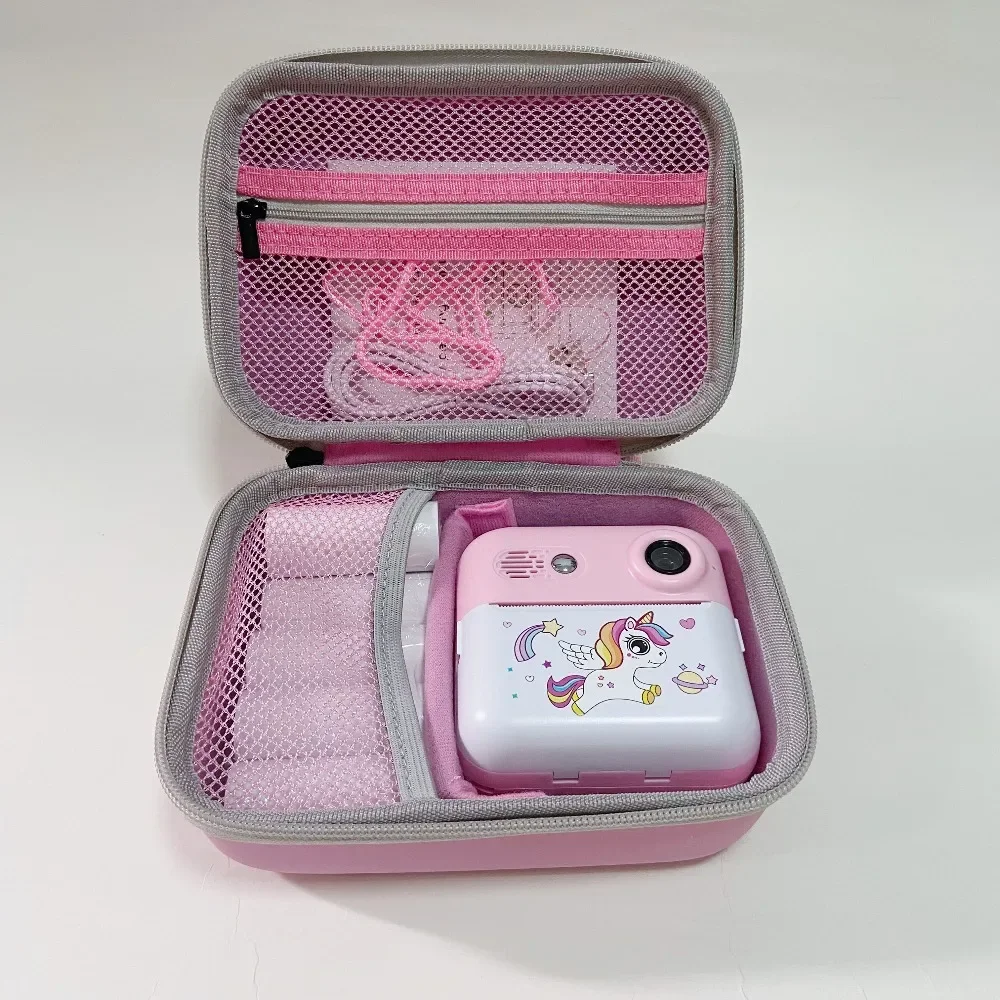 Camera Bag Storage Box with Handle Kids Digital Printing Camera Portable EVA Case Dustproof Parts Storage Box with Zipper Purple