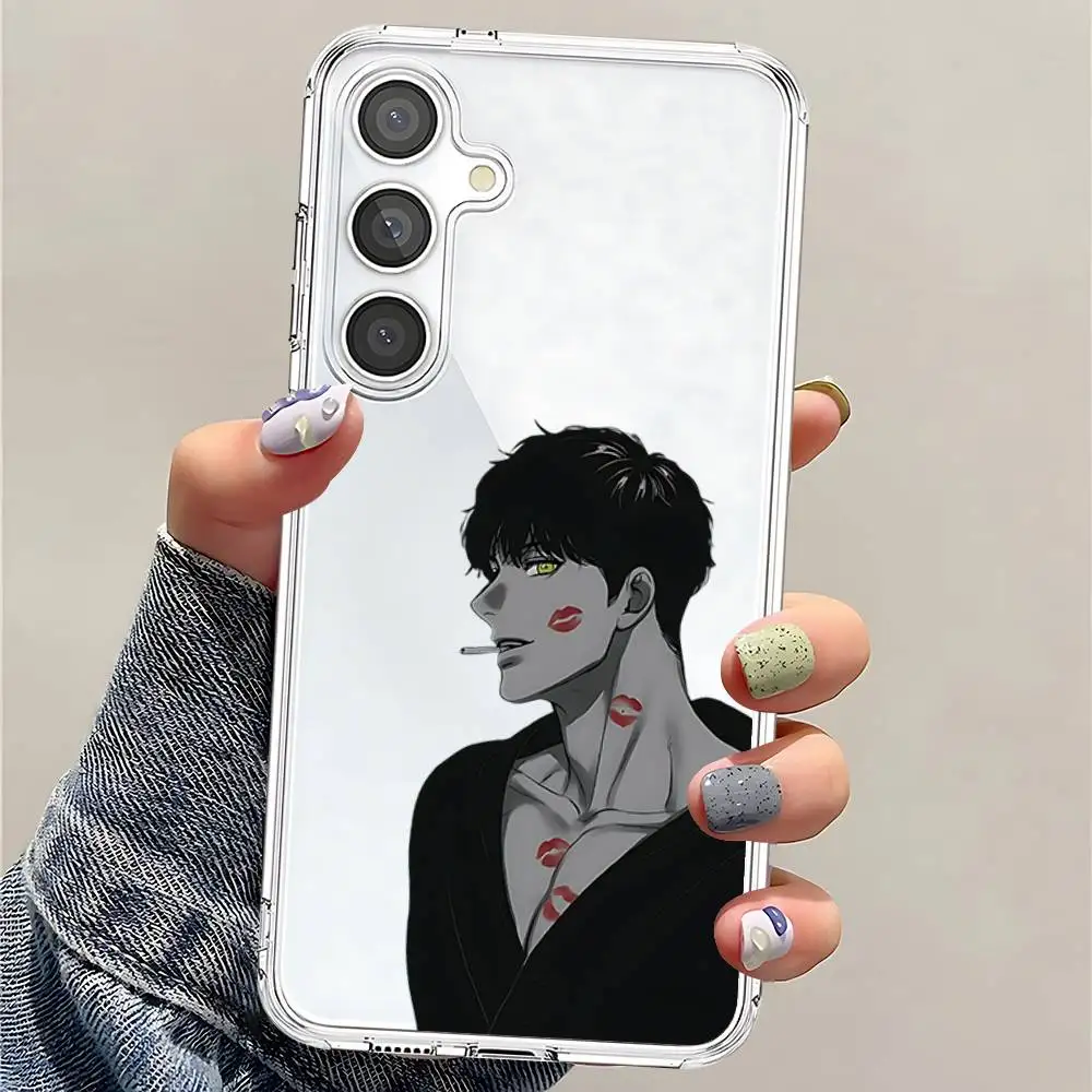 B-Bj-A-Alexs Capa de telefone transparente anti-impressão digital para Samsung Galaxy A52, A12, A51, S24, S23, S22ULTRA, S21 Edge, S20LITE, Plus