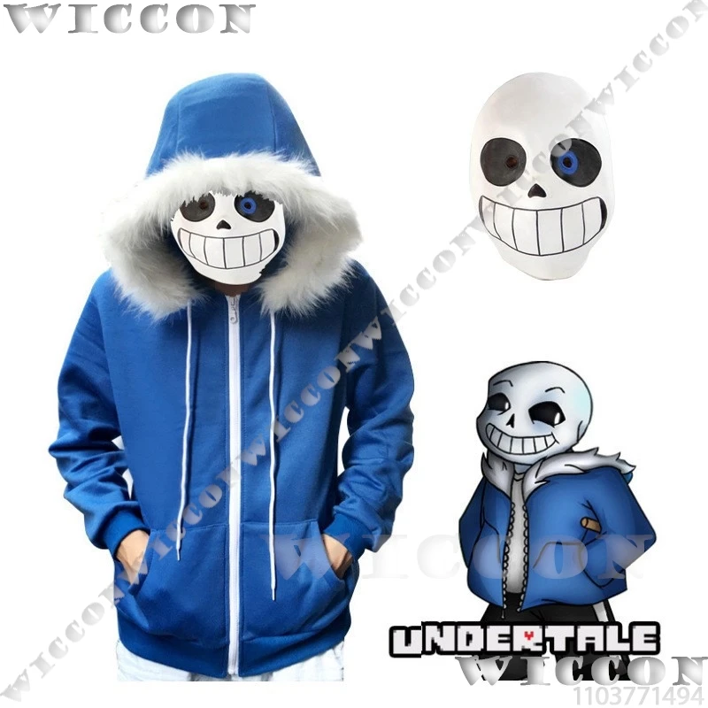 Sans Anime juego Cosplay vestido azul Sudadera con capucha abrigo traje de invierno hombre Cos conjunto ropa máscara Halloween Navidad carnaval fiesta juego de rol