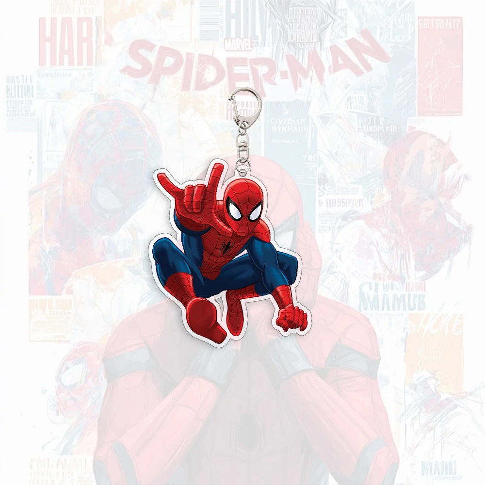 Chaveiro de Acrílico do Homem-Aranha, Acessórios de Anime, Pingente para Chave de Carro, Mochila Escolar Infantil, Brinquedo de Aniversário, Presente 