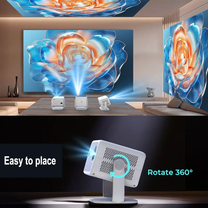 هواويشي 4K 800ANSI P4 جهاز عرض محمول أصلي 1080P تركيز تلقائي تصحيح حجر الزوايا BT5.2 أندرويد 11 WIFI6 360 °   السينما المنزلية