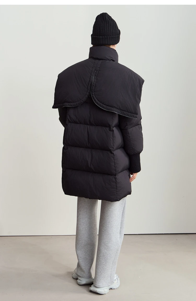 Amii 2026 Winter Warm New Women Down Jacket Cuffs Magnetic Buckle Zipper Hooded Fake Two-piece Thick Loose Long Coats 12444104