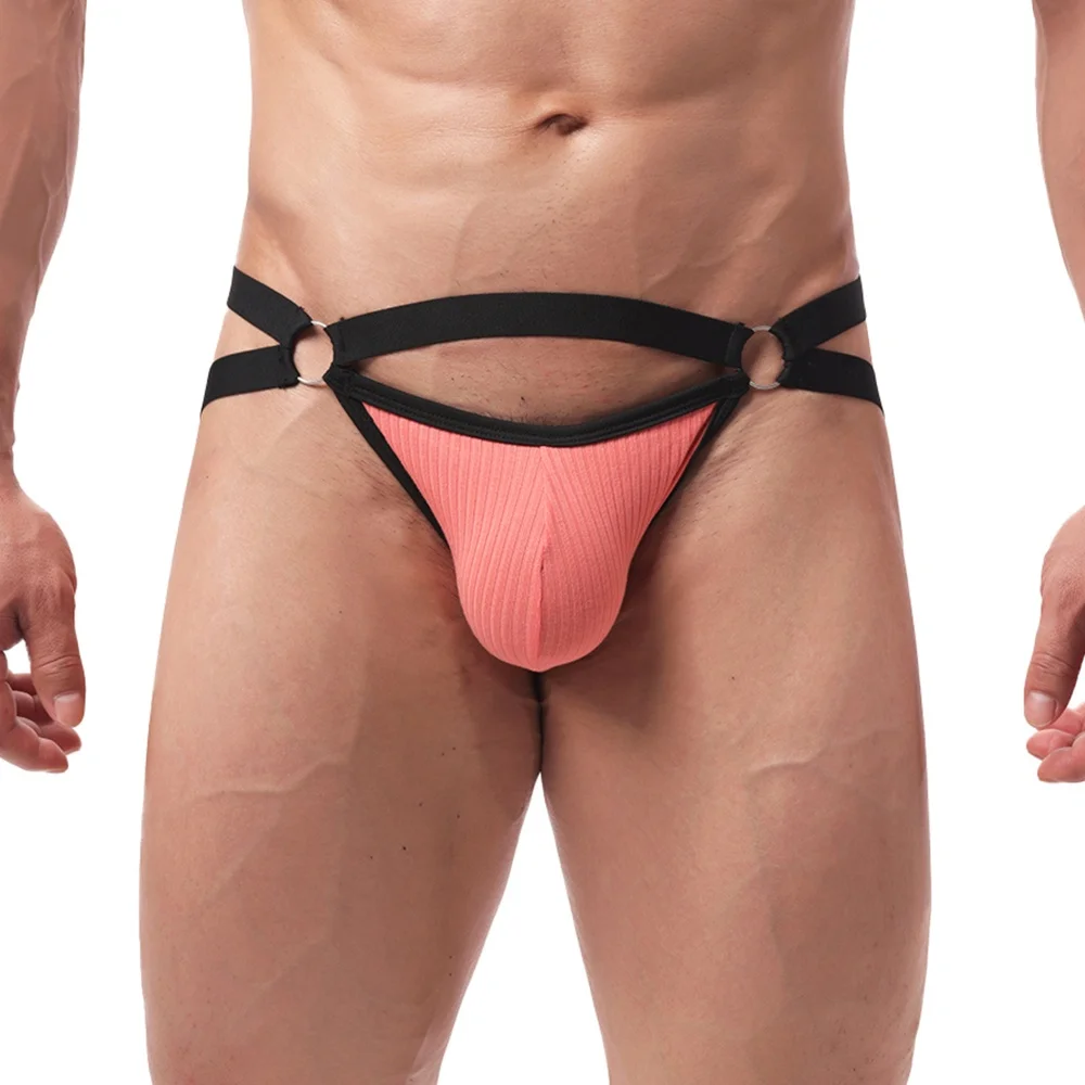 

Men's Solid Color Underwear G-strings Bulge Pouch Breathable Briefs Low Rise Open Butt Thongs Erotic Gay Comfy Soft Underpants