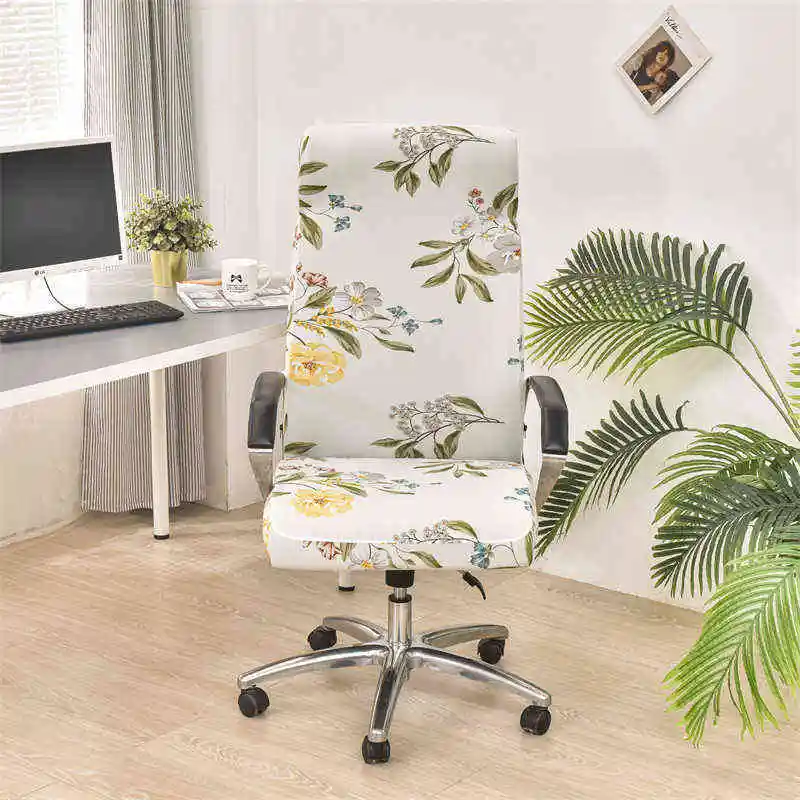 

Printed Office Chair Cover Computer Chair Cover All-inclusive Universal Elastic Seat Cover with Armrests Swivel Chair Home Decor