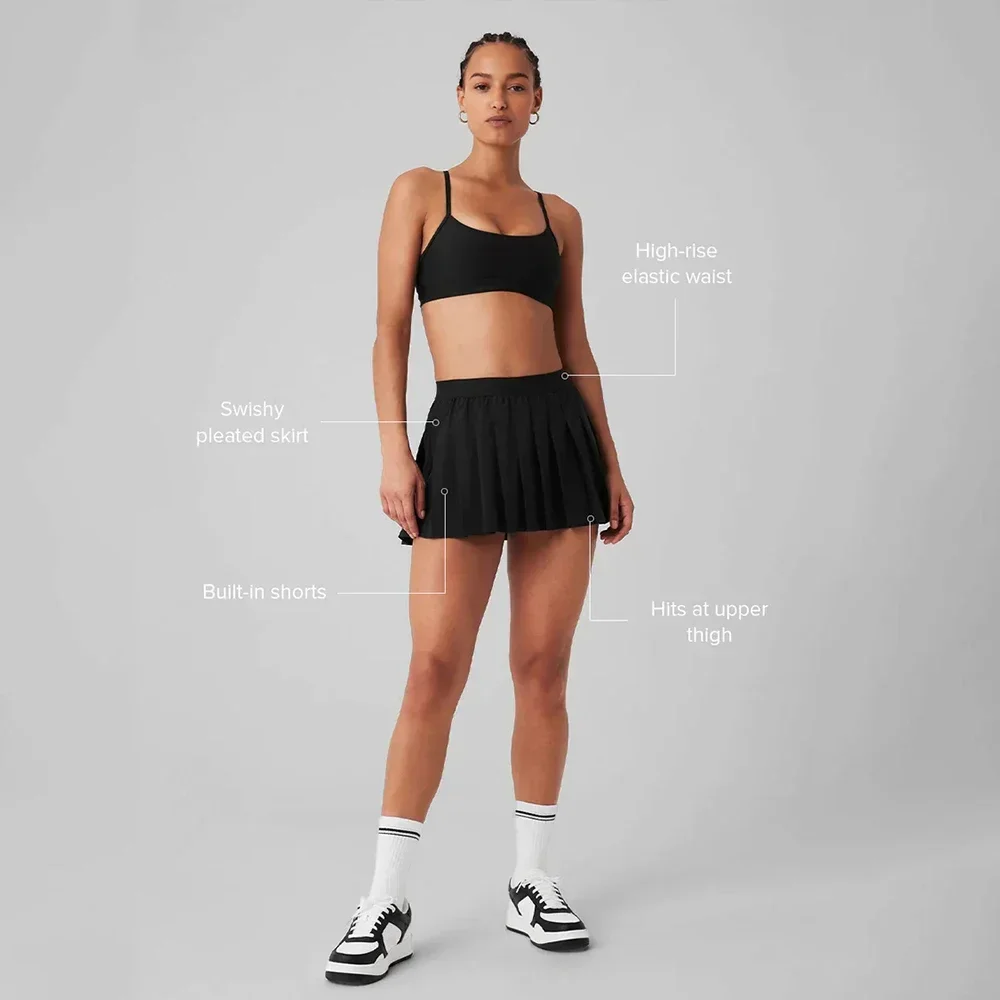 LO-Jupes de tennis taille haute pour femmes, collants de yoga, short de tennis, robe avec poches, jupe plissée, séchage rapide, sports d'été