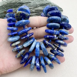 16Inchs Graduated Center Drilled Irregular Natural Stone Lapis Lazuli Slice Beads For DIY Choker Necklace Making  MY230850