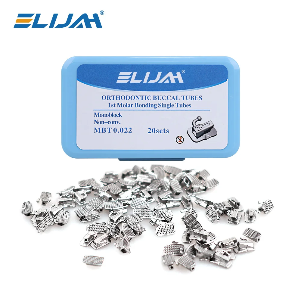 ELIJAH 80Pcs/20Sets Orthodontic  Buccal Tube Set Mesh Base Brakets Bondable Convertible Buccal Tubes Dental Orthodontic