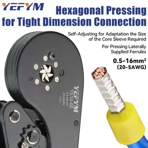Hexagonal selbst einverordnetes Draht Cermper, Ferrus Crimps-Werkzeug, ye 16-6e Polys für AWG 20-5 (0,5-16 mm ²), Catraca Draht 10 Hauptverkäufe Crypar 16mm Kissen - №8