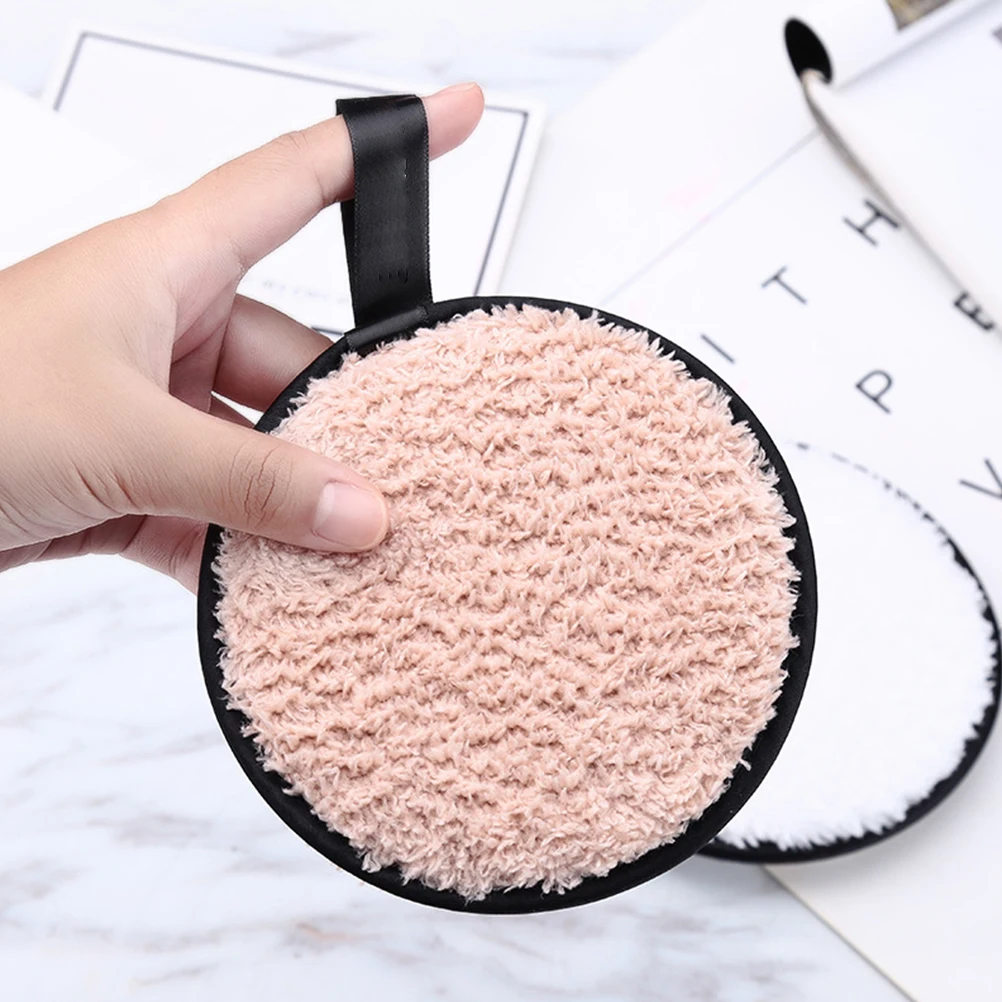 

3pcs Makeup Remover Puff Microfiber Round Cleansing Pads Deep Remove Makeup Sunscreen Cosmetics Warm