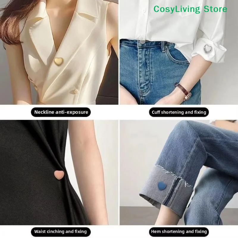 [CL]Heart Shaped Magnetic Shirt Clasp No-Mark Invisible Shirt Neckline Fastener Mini Clothing Closure Clip Daily Outfits[CL]