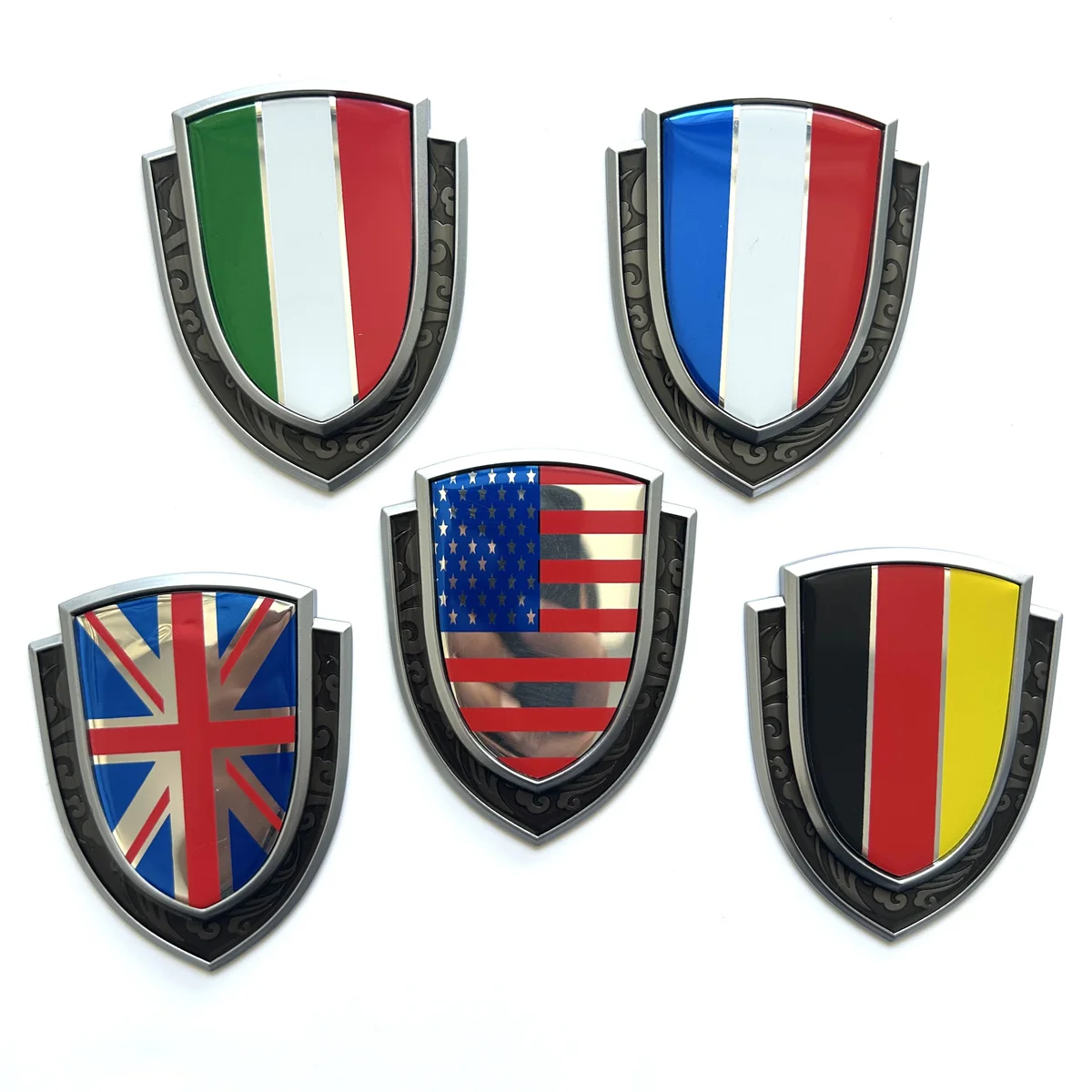 3D Metal Car Sticker Italy France Germany England America Flag Emblem Badge Decals For BMW Audi Honda Opel Lada Toyota Chevrolet