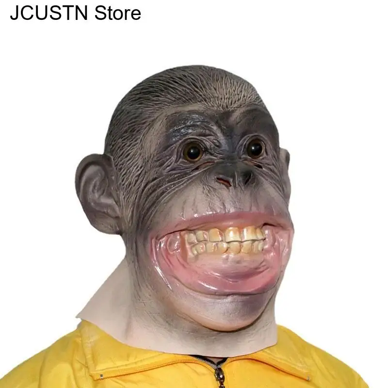 

Monkey Mask Funny Animal Costume Gorilla Mask Masques Creepy Halloween Cosplay Latex Scary Realistic Face Weird Mask for Adults