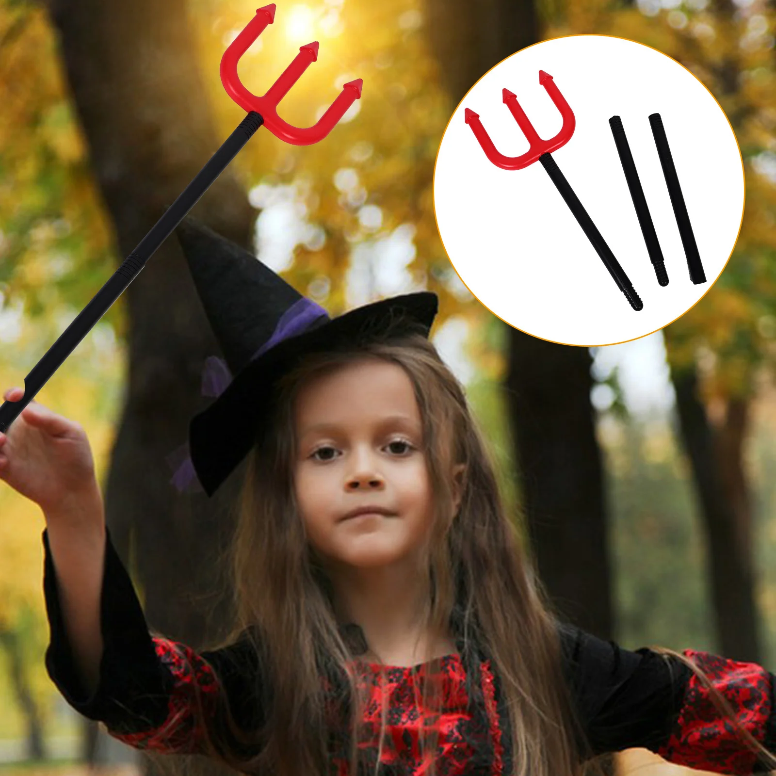 

Devil Pitch Fork Plastic Cosplay Prop Strong Durable Halloween Party Decoration Stage Performance Demon Fork Ornament