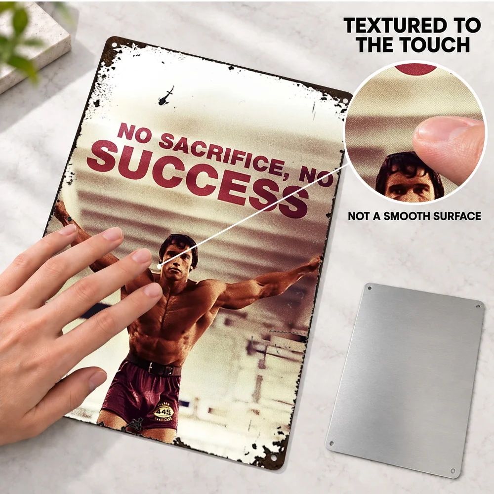 Arnold Schwarzenegger Sacrifice And Success Aluminum Poster Personalized Metal Sign Motivational Lettering Wall Art For Home Gym