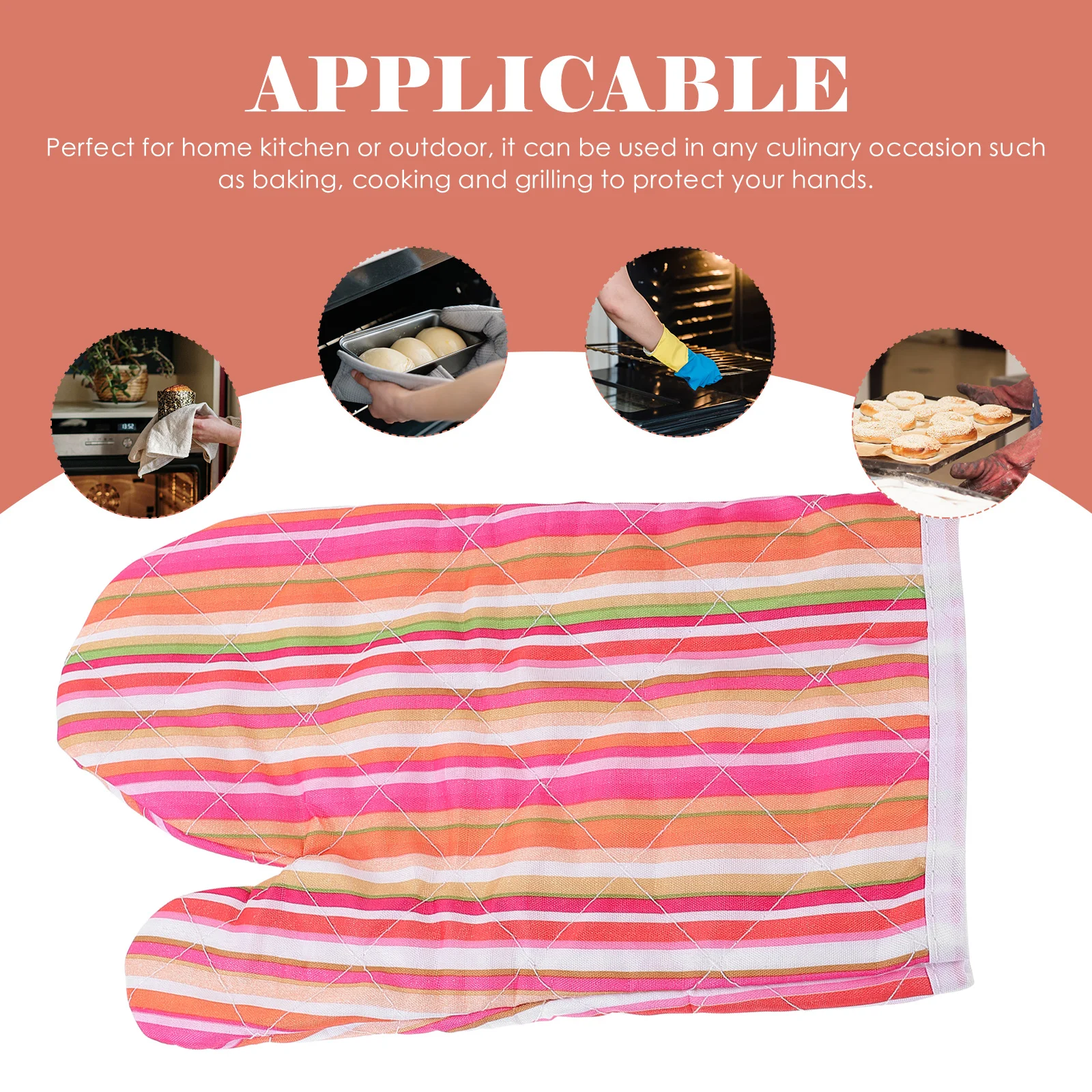 

Oven Glove Heat Resistant Kitchen Mitts Non Slip Thickened Gloves Hanging Design for Baking Cooking Grilling Protection