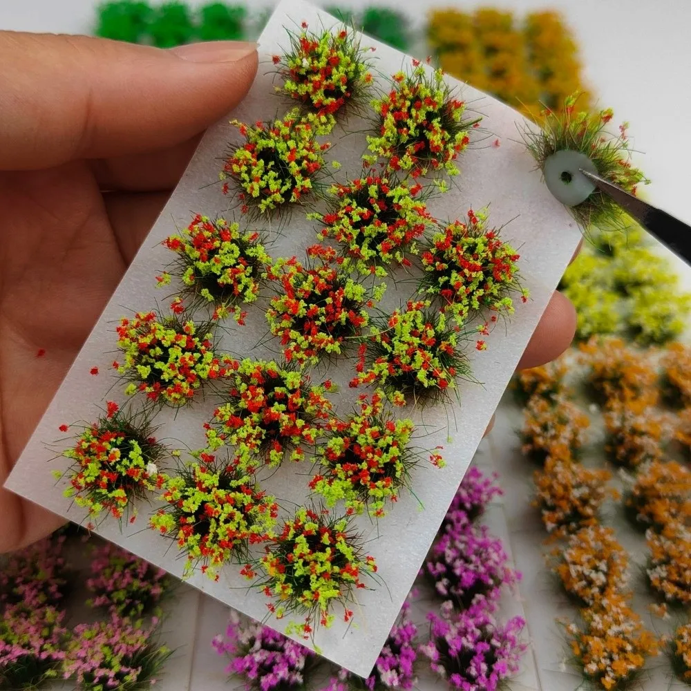 15pcs/box 10mm Grass Cluster Model Kit Multicolors Nylon Material Miniature Building Sand Table Flower diy 8.5*5.8cm