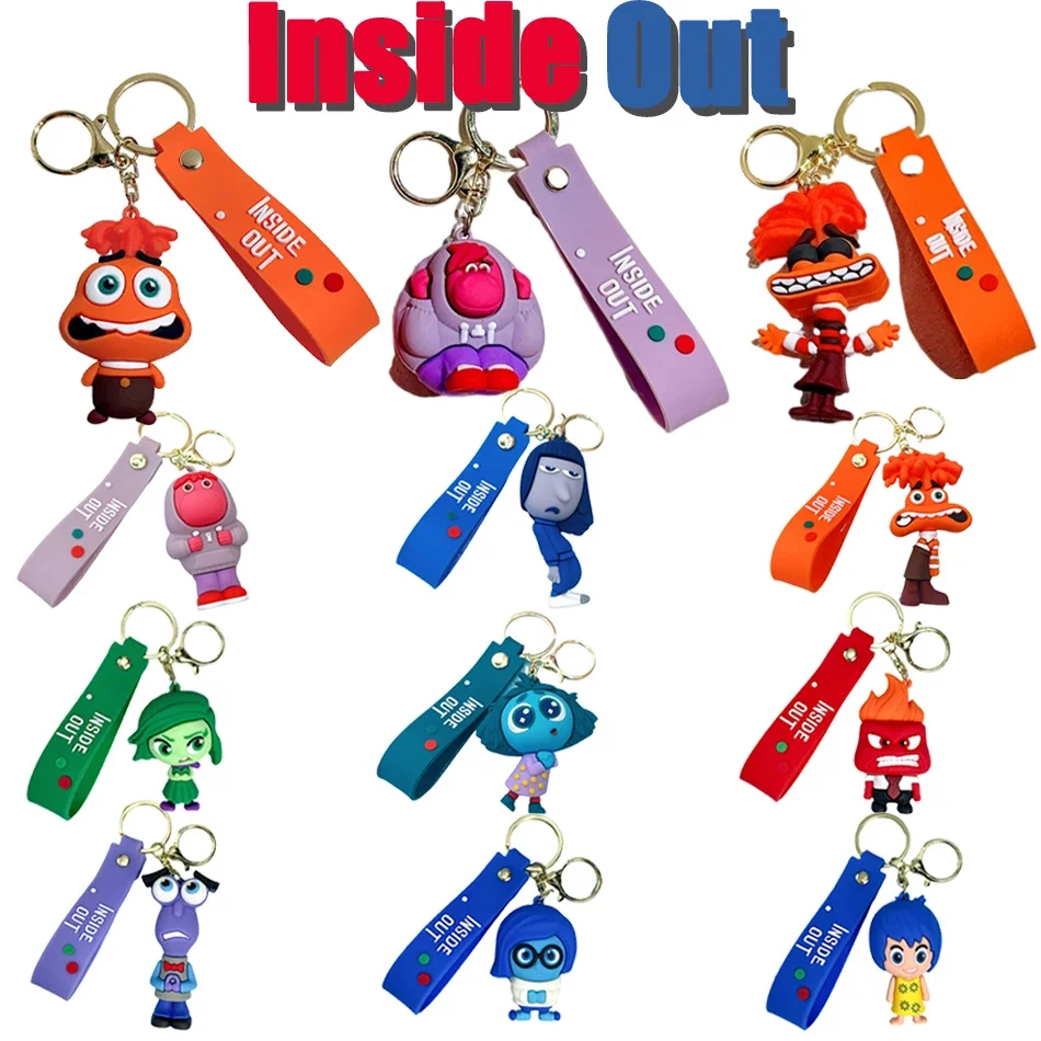 New 12style Inside Out 2 keychain Anime Cartoon Movie Kawaii Character keyring Personality Creative Soft Glue Doll Small Pendant