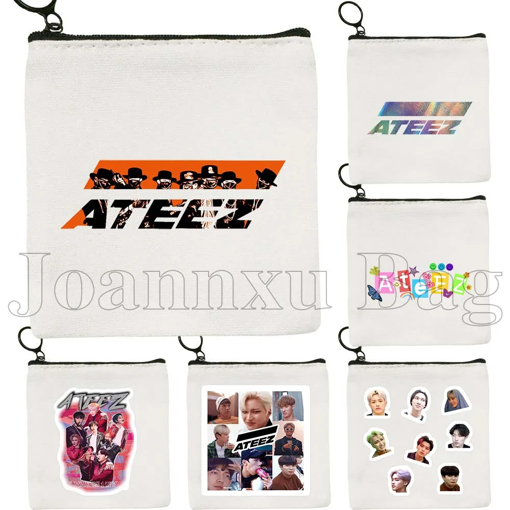 

RETRO ATEEZ Members KPOP San Mingi Yunho Seonghwa Cute Gifts Canvas Bag Coin Purse Bag Square Key Storage Card Bags Wallet Pouch