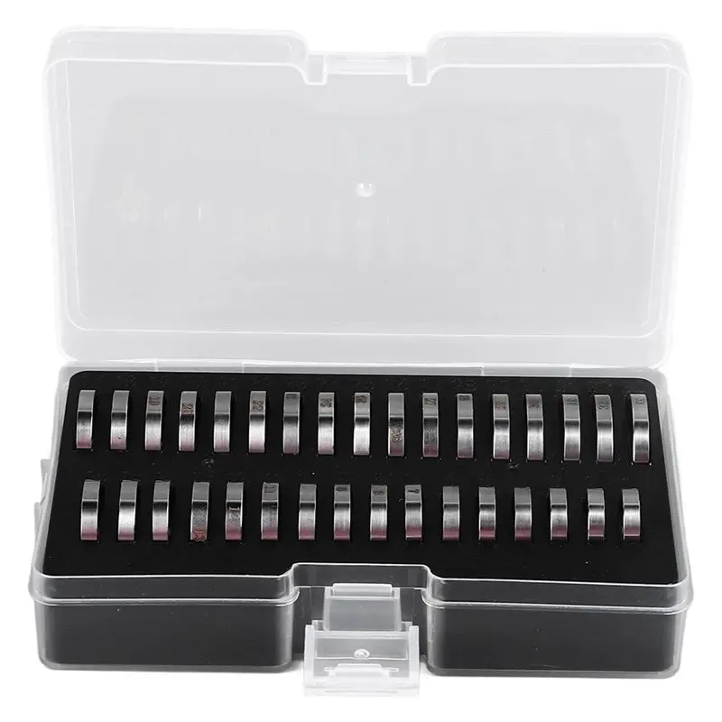 Herramienta Medidora de Anillos ABSE, Juego de 33 Medidores de Anillos de Acero Inoxidable para Medir el Tamaño del Dedo