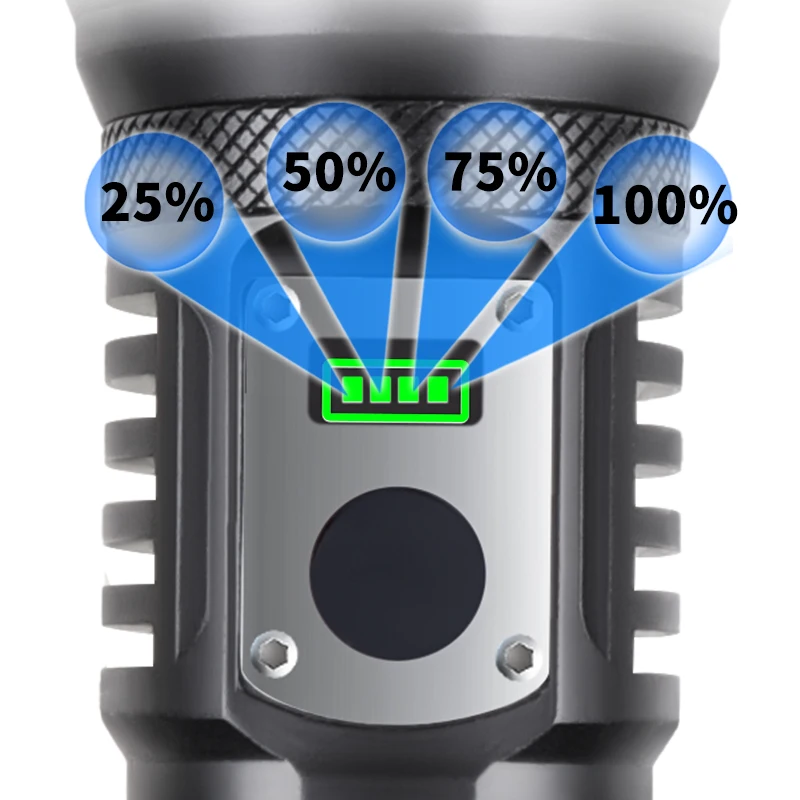 Imagem -05 - Led Lanterna Função de Banco de Potência Tocha Usb Recarregável 18650 ou 26650 Bateria Zoom Lanterna de Alumínio Xhp360 36-core