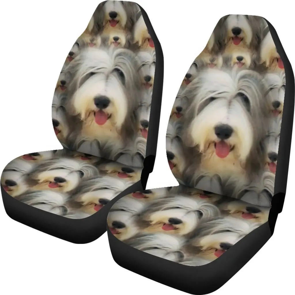 Bearded Collie Dog In Lots Print Car Seat Covers Set 2 Pc, Car Accessories Seat Cover