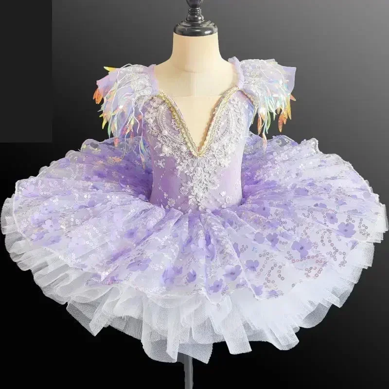 فستان باليه احترافي للأطفال فتاة ترتر شرابة فستان رقص حديث الجمباز فتاة فستان الأميرة عيد ميلاد