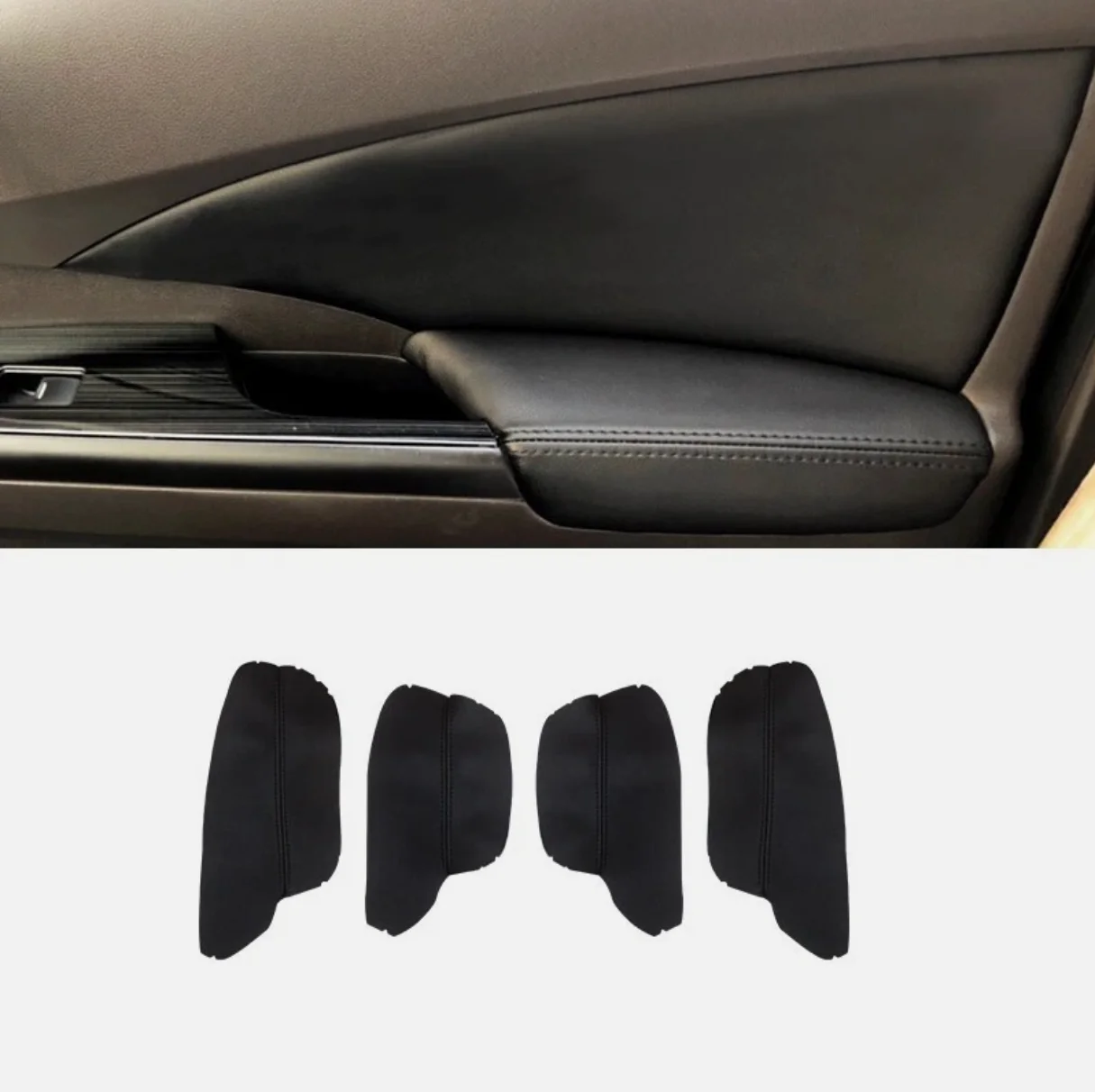 4Pcs Black Leather Door Panel Armrest Cover Car Interior Trim For Honda CR-V CRV 2012-2017 Car Styling Accessories