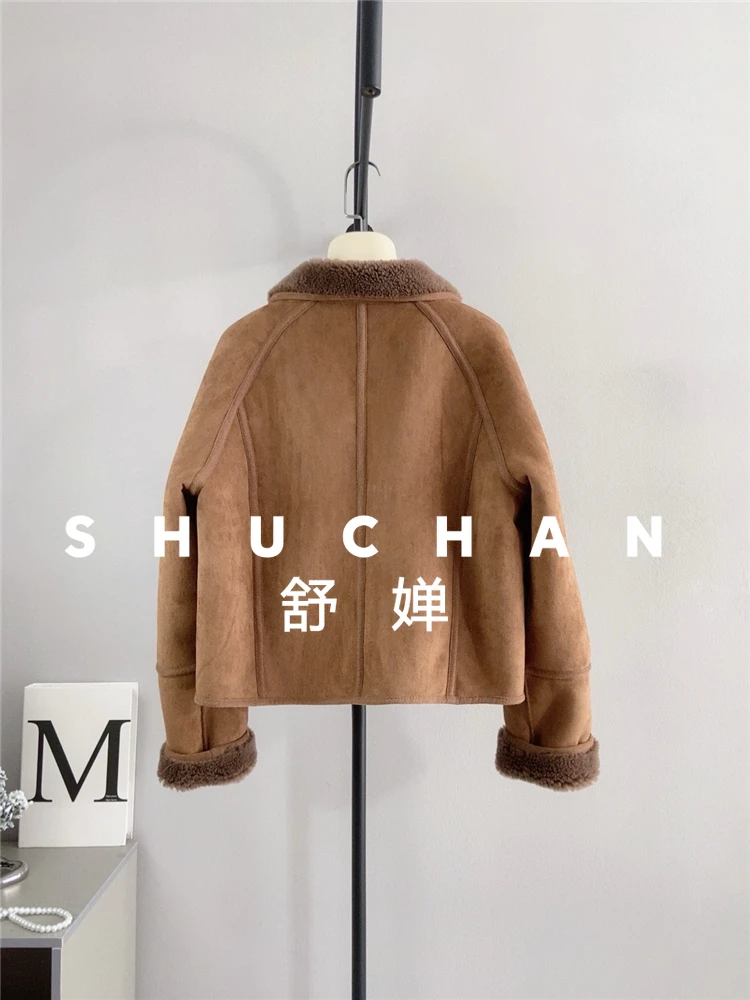 Cappotto in lana 100% da donna Nuovo caldo autunno e inverno Nuova giacca in pura lana scamosciata Cappotto da tosatura delle pecore da donna