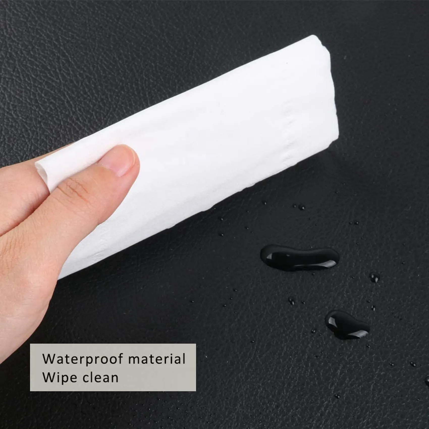 VELIF-8PCS Heat-Resistant Placemats, Artificial Leather Placemats, Waterproof, Non-Slip, Washable Kitchen Placemats, (Black)