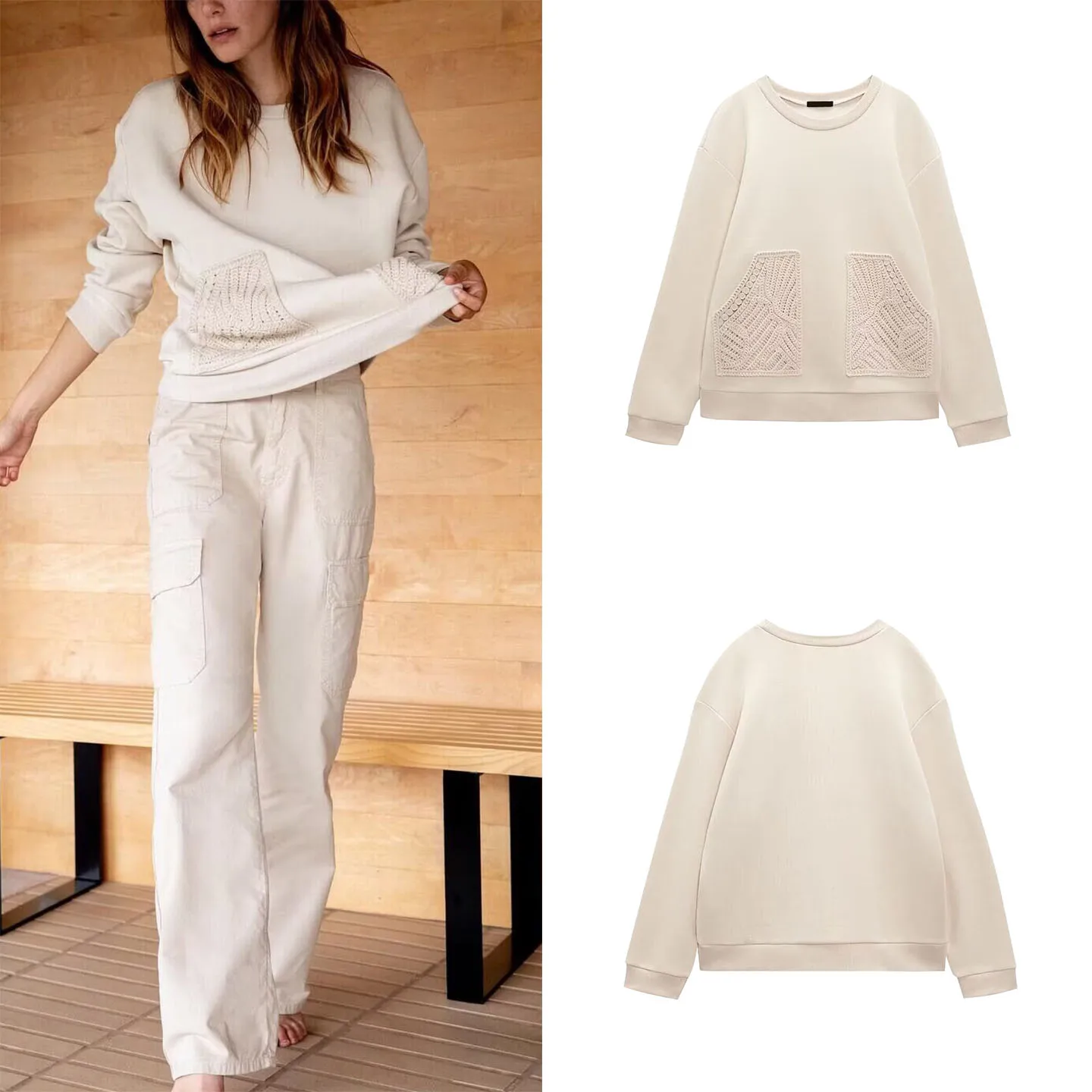 Faionable Knitted ket Sweatirt Women's Autumn New Handmade Knitwear Ele Sle Z Brand Loose Fit Long Sve