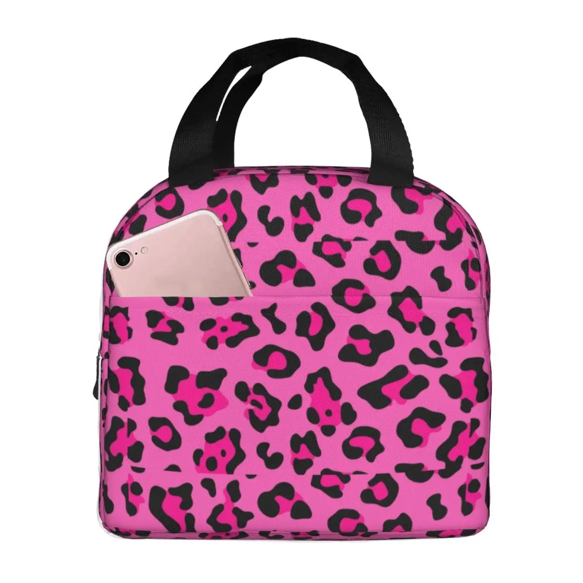 Hot Pink Leopard Animal Cheetah Pattern Lunch Bag Men Women Cooler Thermal Insulated Lunch Boxes for Office