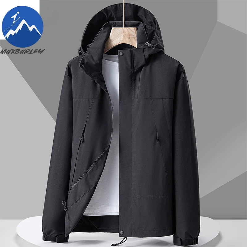 Outdoor Windproof Jacket Men's Autumn Waterproof Single Layer Detachable Cap Coat Couple's Mountain Climbing Fishing Windbreaker