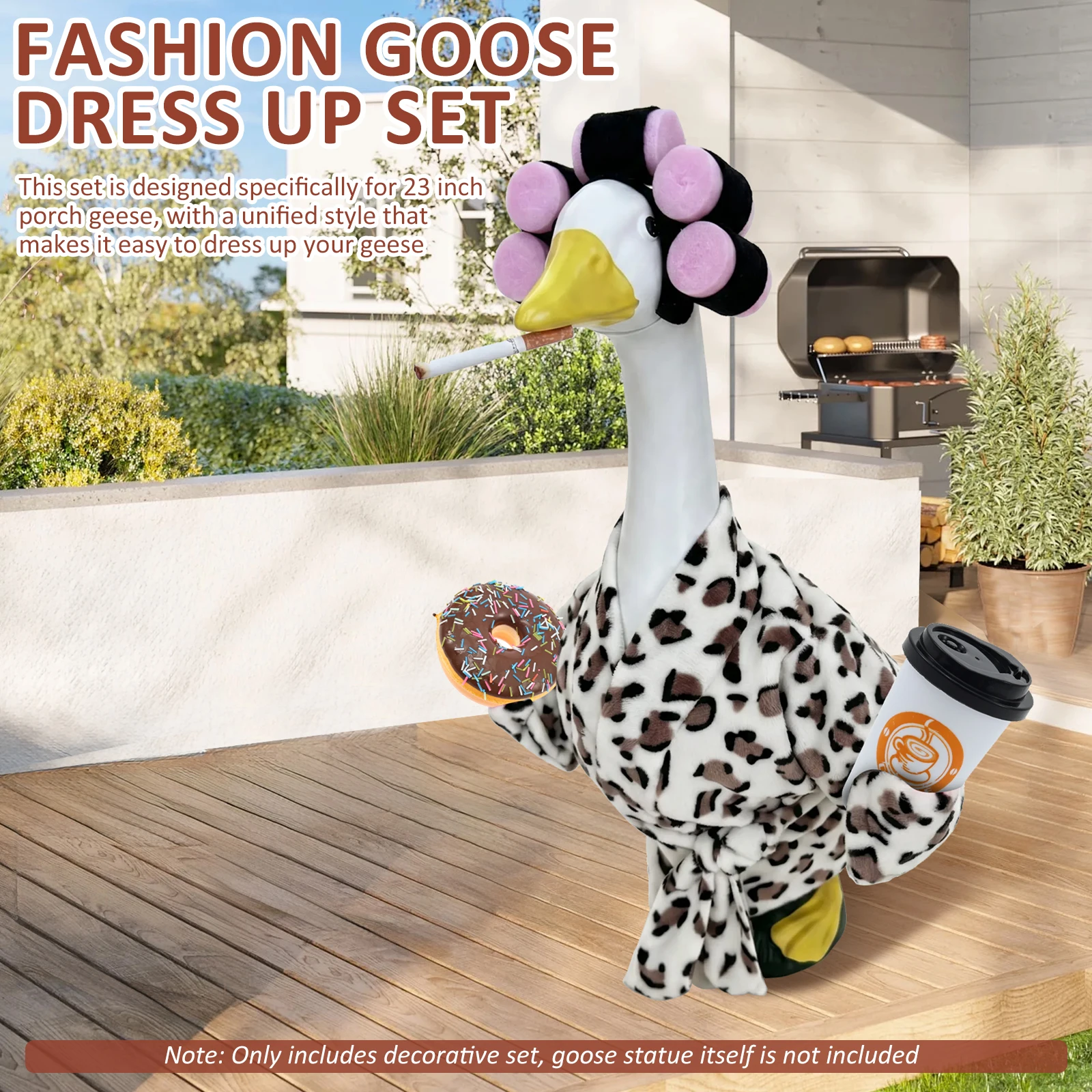 Lady Porch Goose Outfits Bathrobe Porch Goose Outfit Lawn Geese Clothes for Garden Cement Plastic Statue Outdoor Yard Decoration