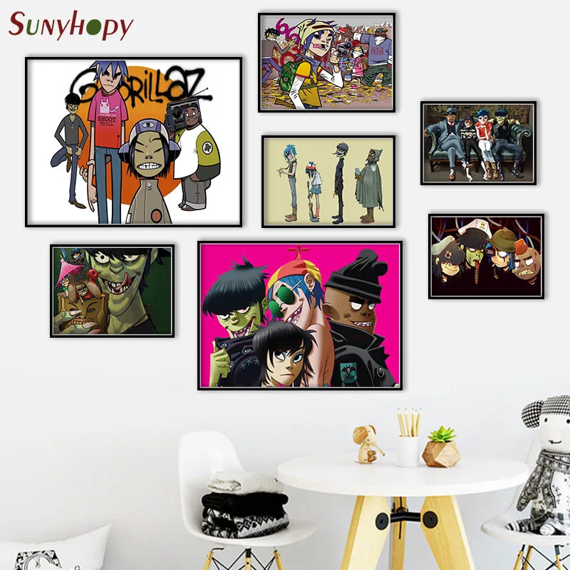 Anime Painting High Quality Gorillaz Canvas Poster Wall Home Decor No Frame 50X75cm60X90cm