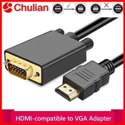 1.8m 3m HDMI-Compatible to VGA Gold-Plated HDTV to VGA Cable 1080p (Male to Male)  for Computer Desktop Laptop PC Monitor