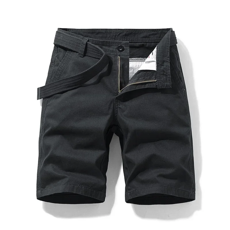 Men's Cotton Cargo Shorts Outdoor Breathable Cotton Tactical Shorts with Pockets Summer Solid Khaki Cargo Shorts Male