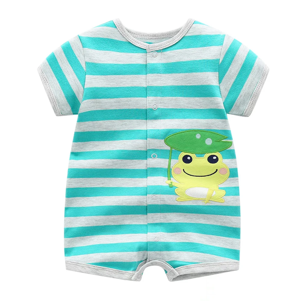 2023 Summer Newborn Baby Rompers Short Sleeve Cartoon Printed Soft Cotton Jumpsuits Infant Bebe Clothes For 0-24 Month boy girls