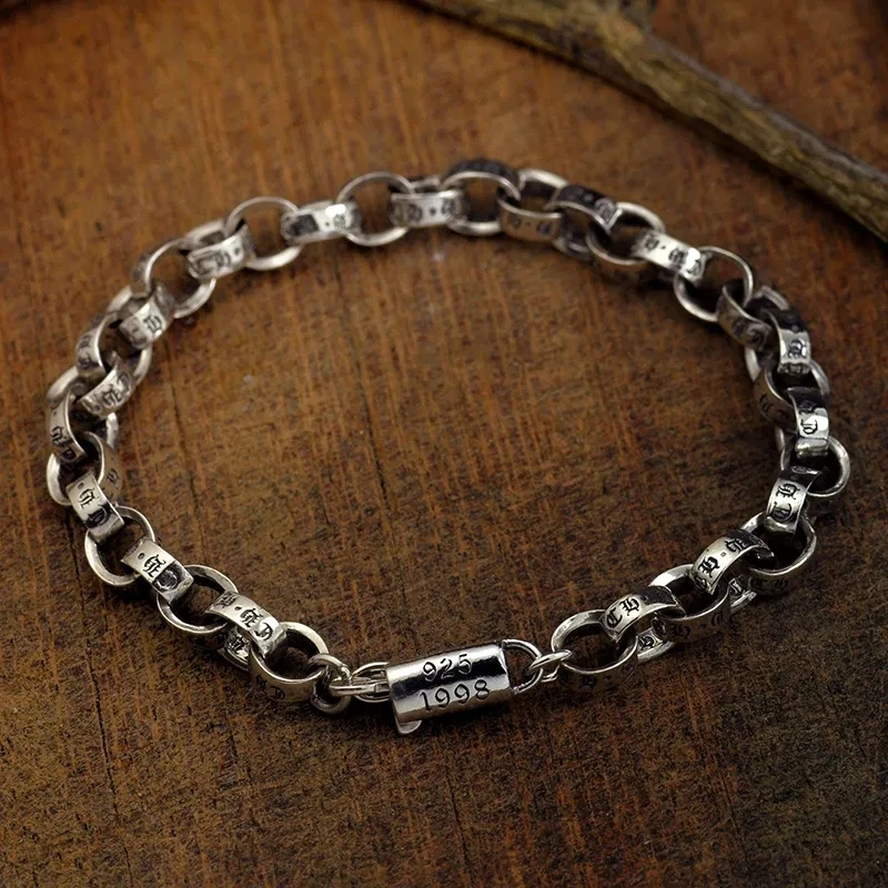 

Мужской плетеный браслет из серебра 925 пробы с буквами в форме сердца