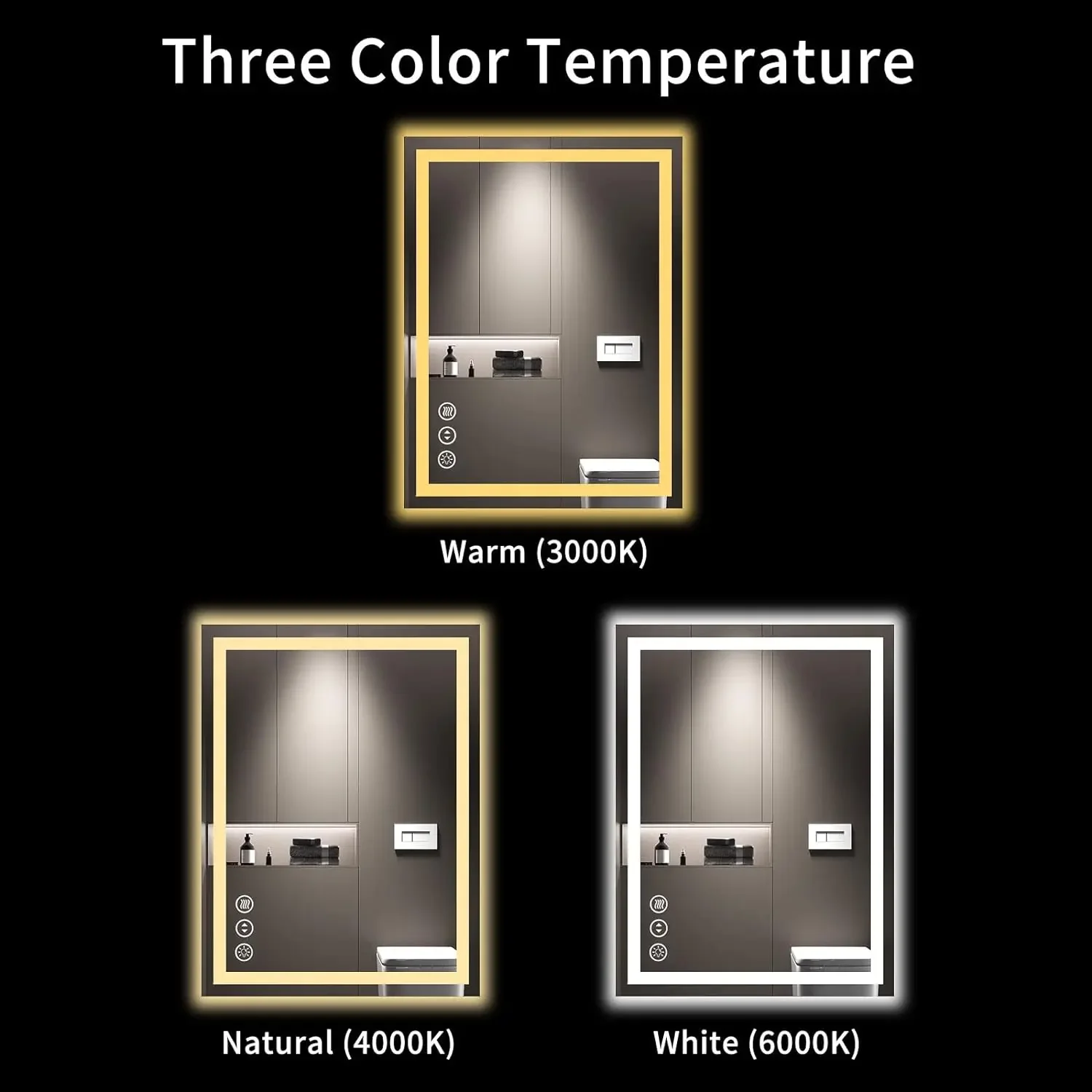 LOAAO 24X32 LED Bathroom Mirror with Lights, Anti-Fog, Dimmable, Backlit + Front Lit, Lighted Bathroom Vanity Mirror for Wall,