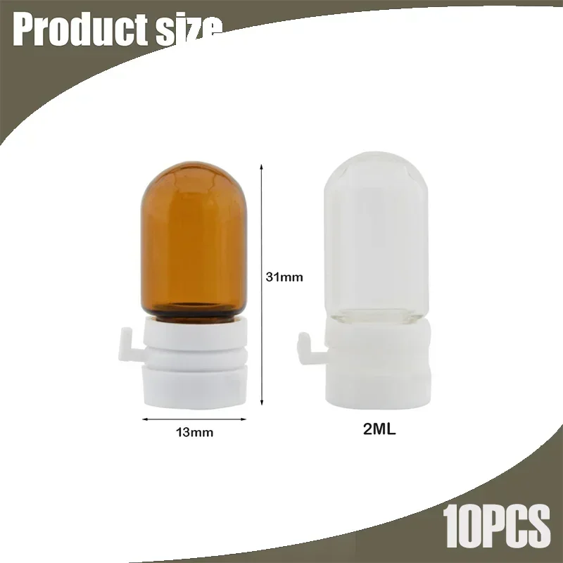 10pcs 2ml Empty Amber Clear Glass Essential Oil Bottles Cosmetic Containers mini Tear cap Perfume Vials Essence Sample Bottles