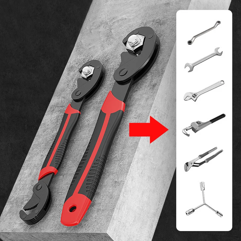 Multifunctional universal adjustable wrench, large-opening quick-hold pipe wrench, anti-slip handle, pipeline repair tools