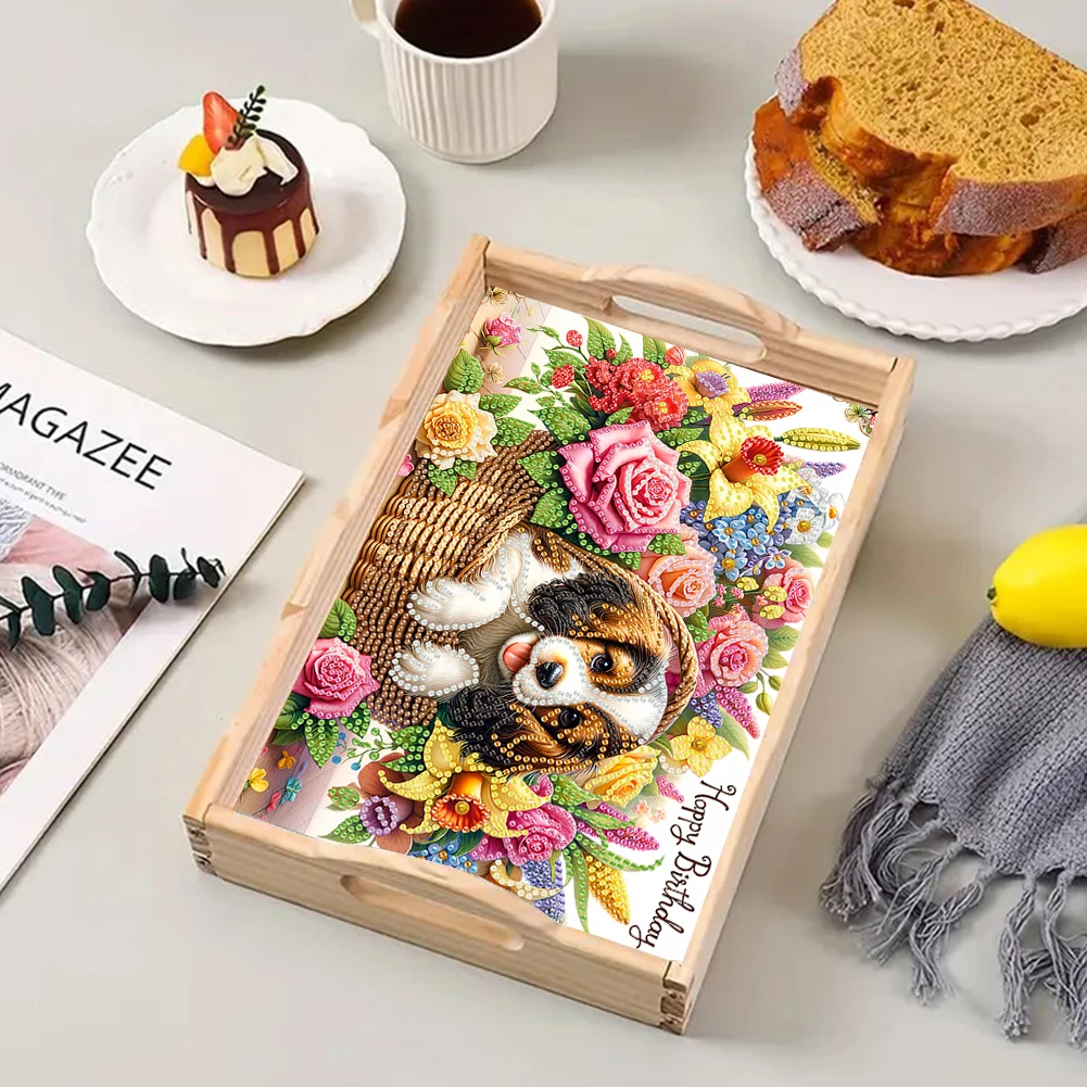 

Stylish Diamond Painting Wooden Tray 30x20cm Perfect for Serving Food and Drinks or Lazy Morning Breakfast and Relaxation