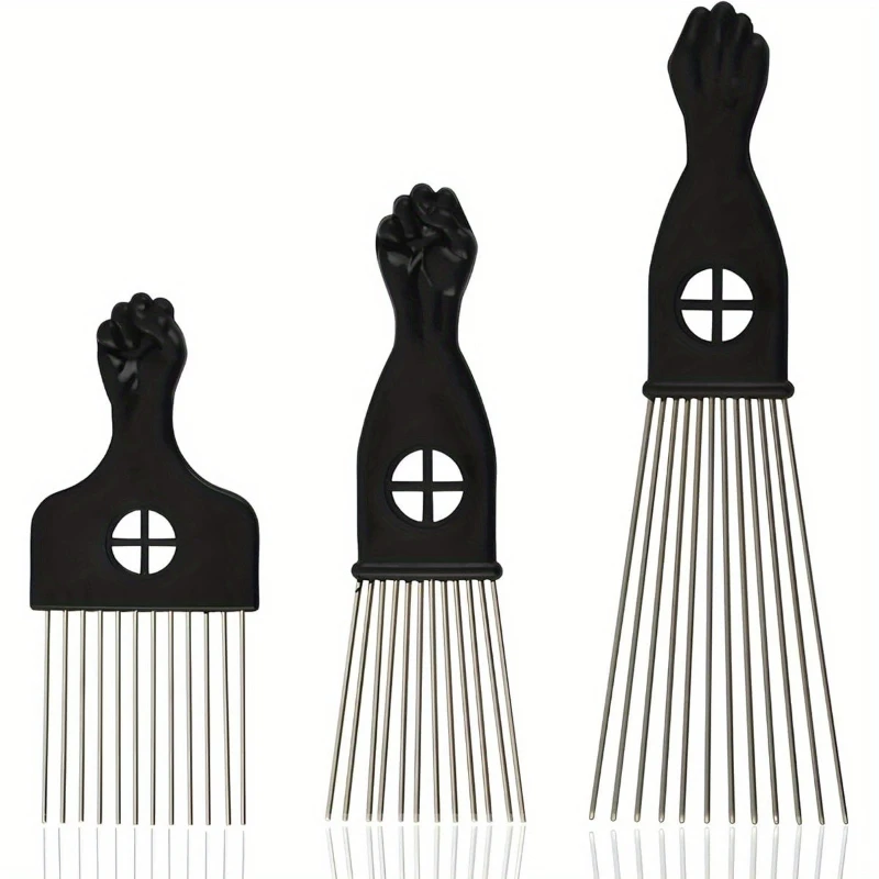 

Цельный набор афро-волос из нержавеющей стали, дизайн кулака для мужчин и женщин, натуральные вьющиеся афро-волосы, парикмахерский инструмент для укладки