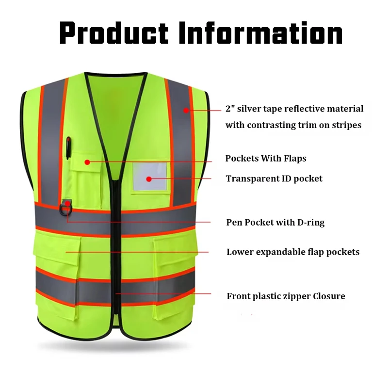 High-Quality Breathable Mesh Reflective Safety Vest Orange Color Hi Vis Vest Police Working Clothes Night Traffic Safety Work