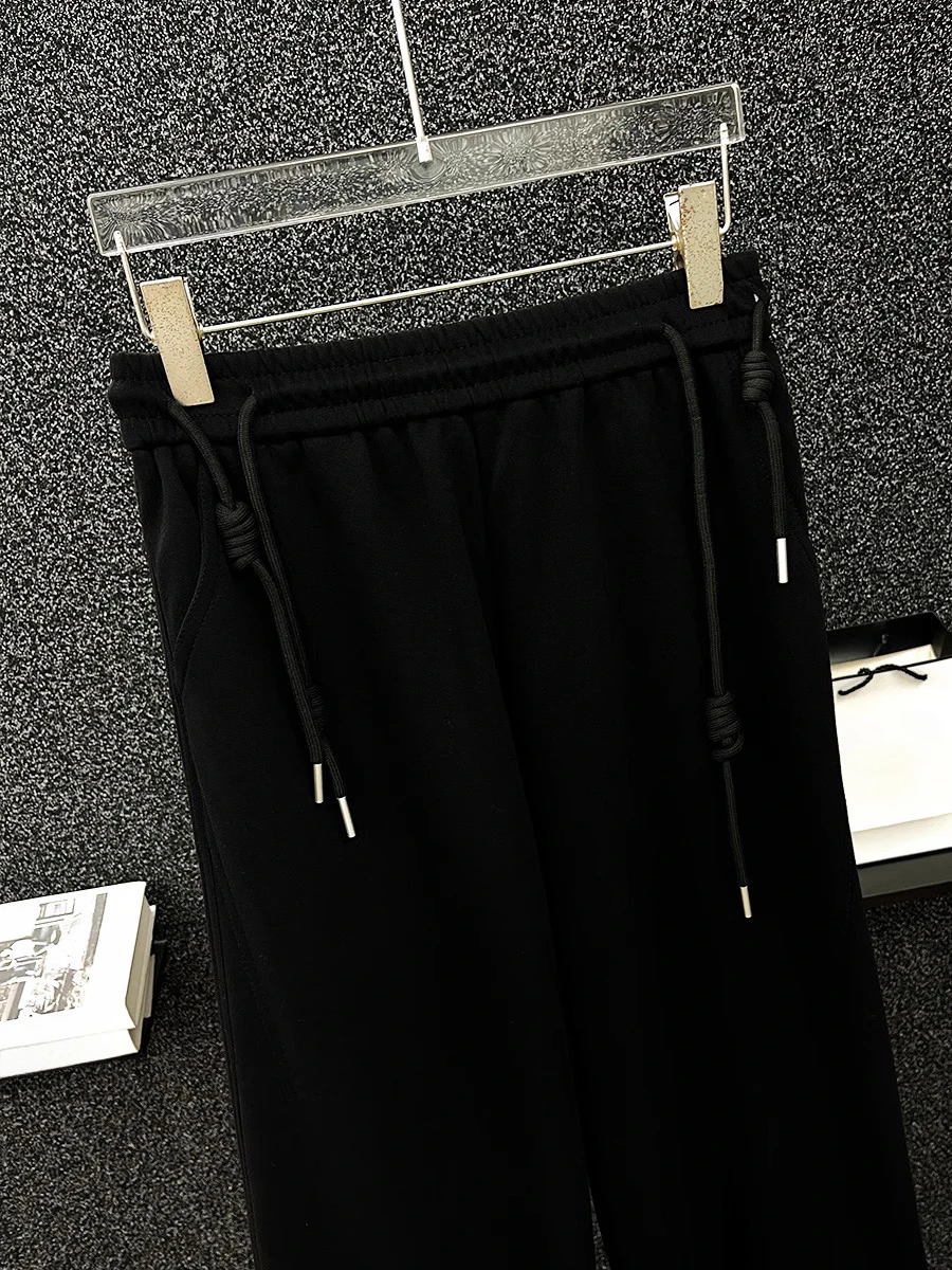 2025 Spring Summer New Casual Pants Handsome High-end Sweatpants Men's Loose Drawstring Versatile Trendy Sports Straight Pants