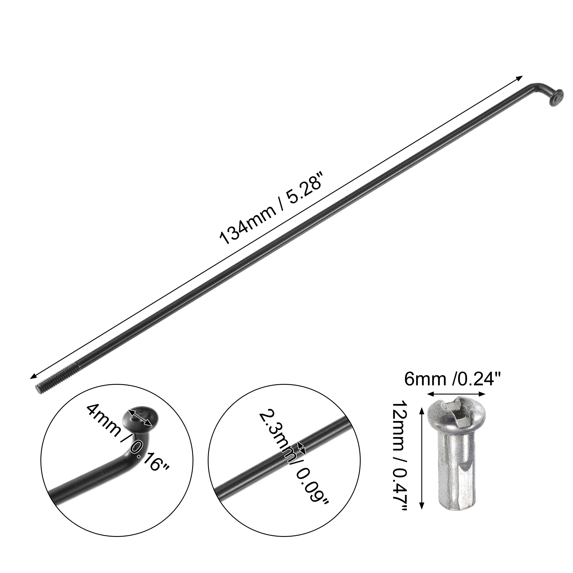 X Autohaux-Rayons en acier pour la plupart des vélos, 134mm, 180mm, 182mm, 200mm, 218mm, 222mm, 257mm, 260mm, longueur avec continents, 40 pièces