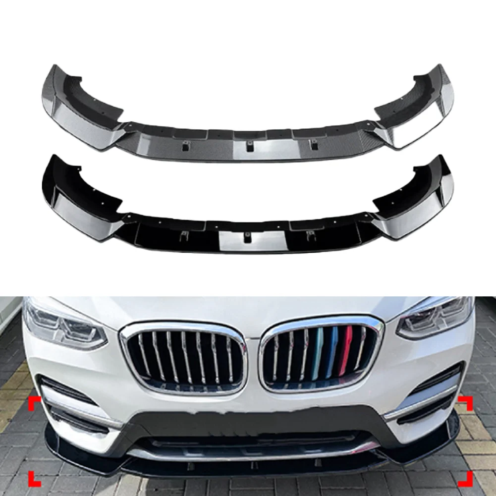 3-teiliger Frontspoiler für BMW X3 G01 X4 G02 M-Paket 2018 2019 2020 2021 Glänzend schwarzer Front-Unterspoiler