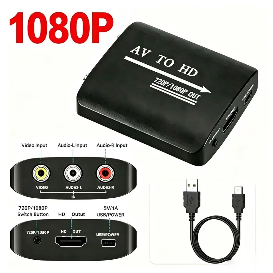 RCA/AV/CVBS to HDMI-compatible HD Converter 720P/1080P Out HDTV to AV Video Audio Adaptor PAL/NTSC for TV BOX Gaming Accessories